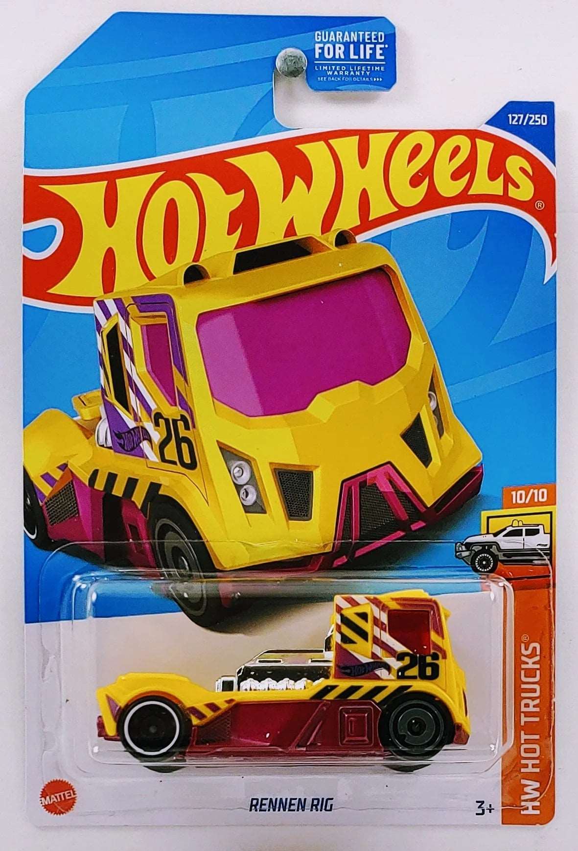 Hot wheels-Hot Wheels 2022 - Collector 127/250 - HW Hot Trucks 10/10 - Rennen Rig - Yellow / #26 - USA - Indian Diecast Hub