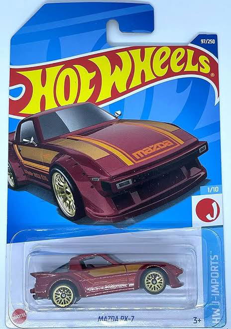 Hot wheels-Hot Wheels 2022 - Mazda Rx-7 - Red - Hw J-Imports - 1/10 - Adult - Indian Diecast Hub