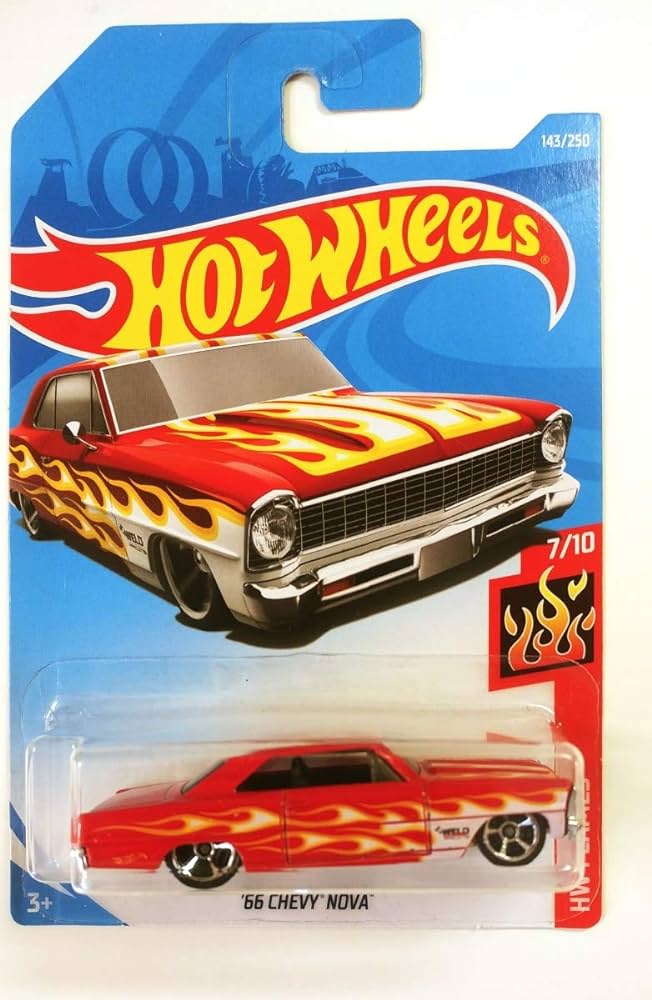 Hot wheels-IMPORTED Hotwheels 68 CHEVY NOVA RED FLAMES - Indian Diecast Hub
