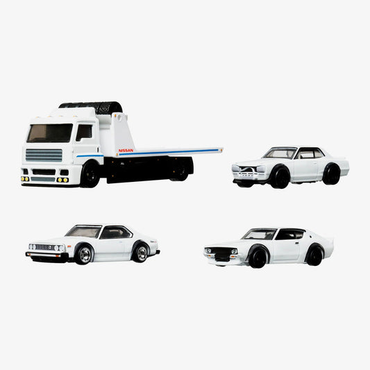 Hot wheels-IMPORTED Hotwheels Premium Collector Set 3 Nissan Skyline Cars & 1 Transporter Indian Hub - Indian Diecast Hub
