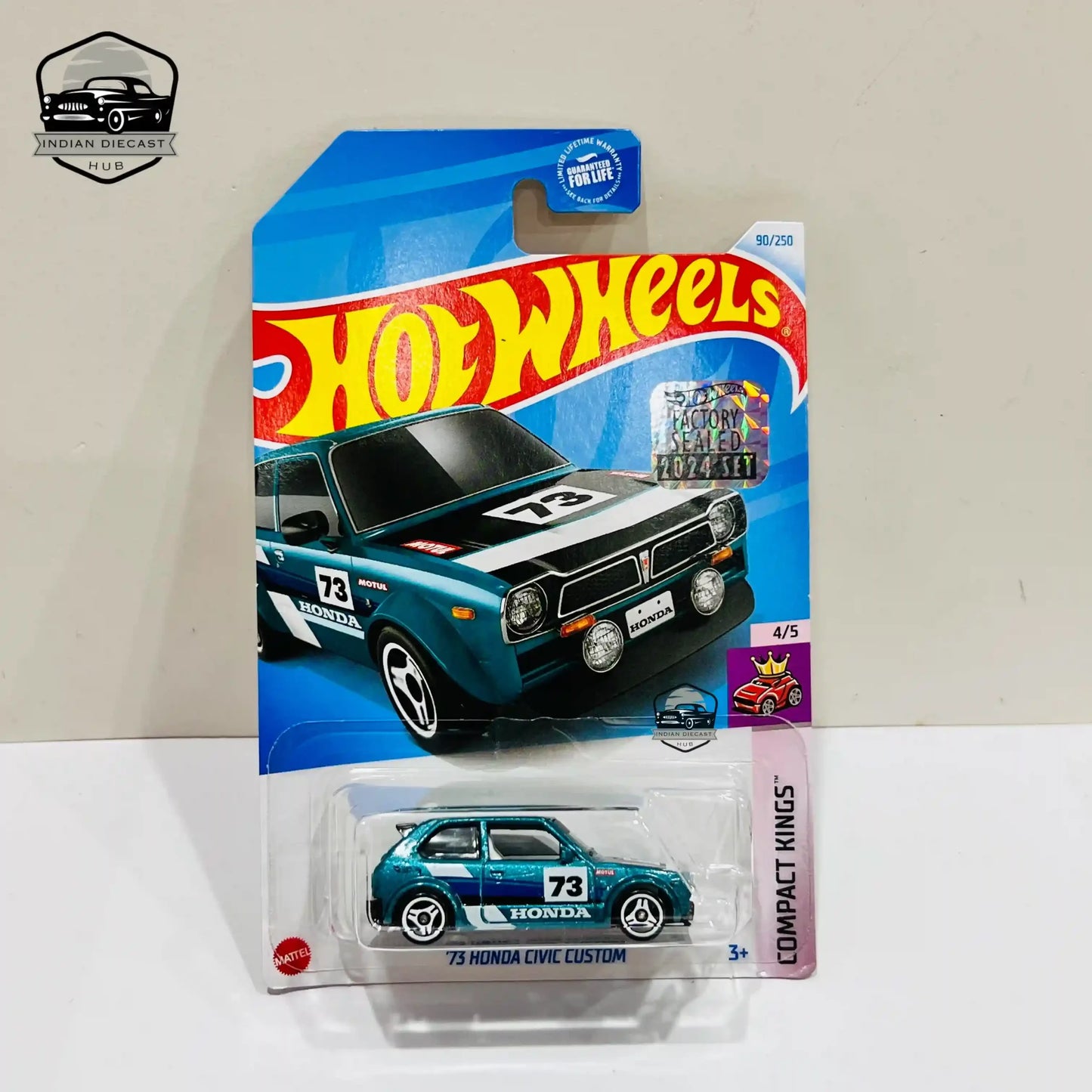 HotWheels 73 Honda Civic Custom 2024 Factory Sealed Card Imported 1-64 Scale Blue