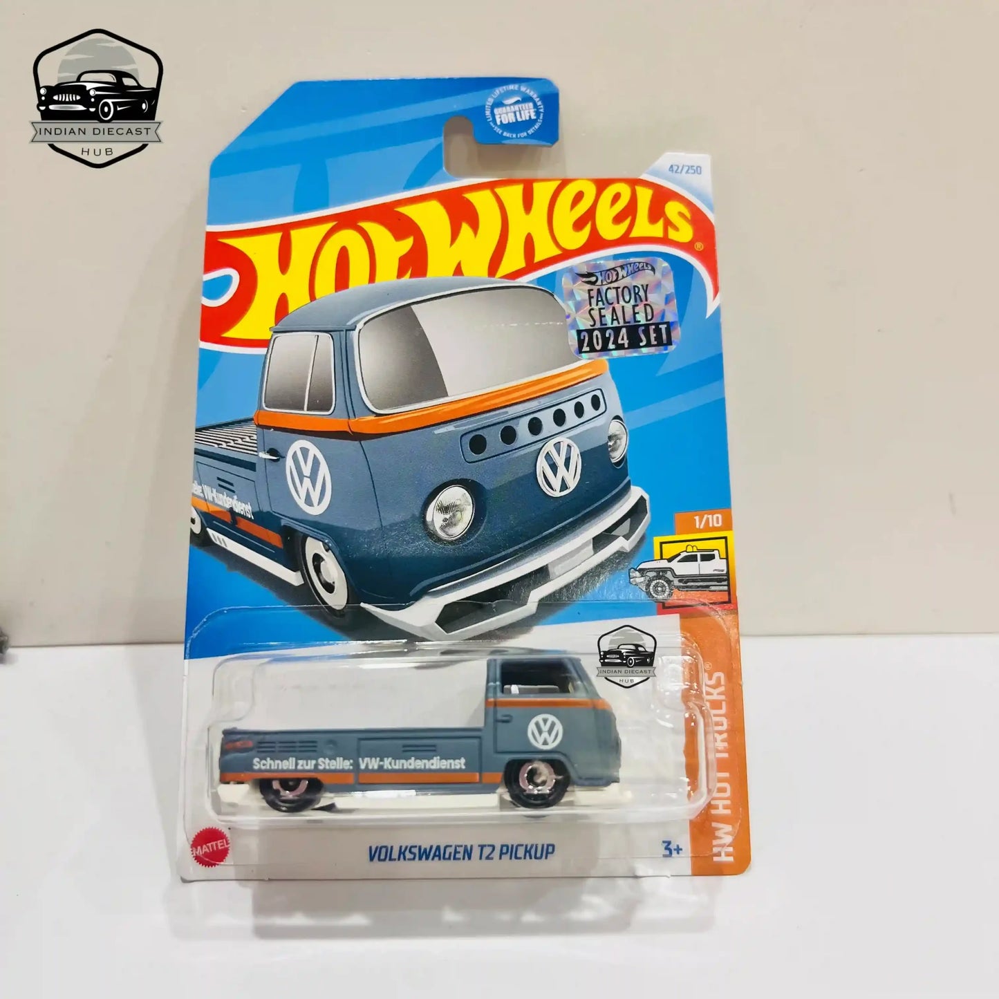 Hot Wheels Volkswagen T2 Pickup – 2024 Factory Sealed Card – – 1-64 Scale – Grey - 1:64 Diecast Car
