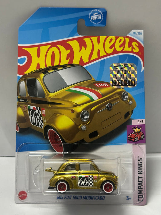 Hot Wheels Super Treasure Hunt ’60s Fiat 500D Modificado (STH) – 2024 Factory Sealed Card – Imported – 1-64 Scale