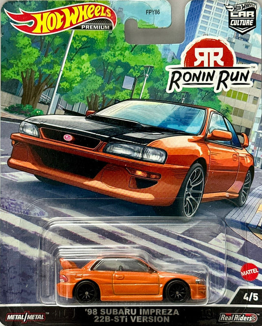 Hot Wheels Car Culture Circuit Legends Vehicles for 3 Kids Years Old & Up, Subaru WRX Sti 22B, Premium Collection