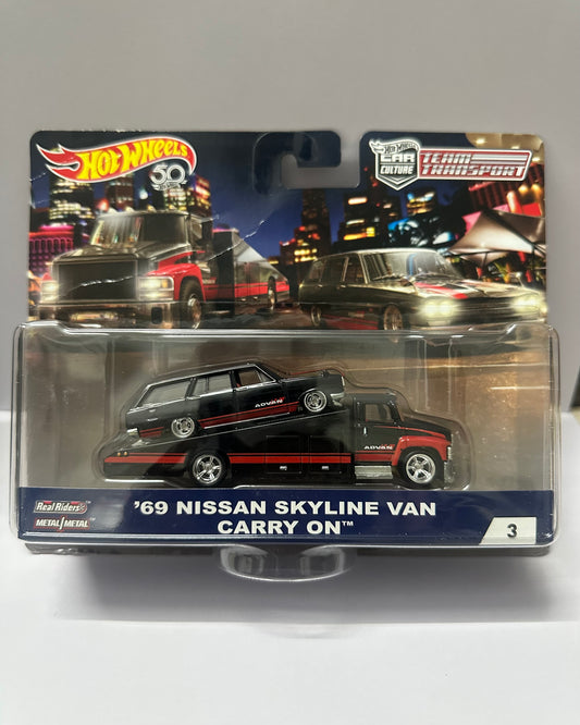 HOT WHEELS PREMIUM CAR CULTURE TEAM TRANSPORT - ‘69 NISSAN SKYLINE VAN CARRY ON