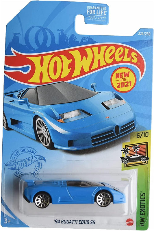 Hot Wheels '94 Bugatti EB110 Ss Die-Cast in Blue, 1:64 Scale Exotics 224/250