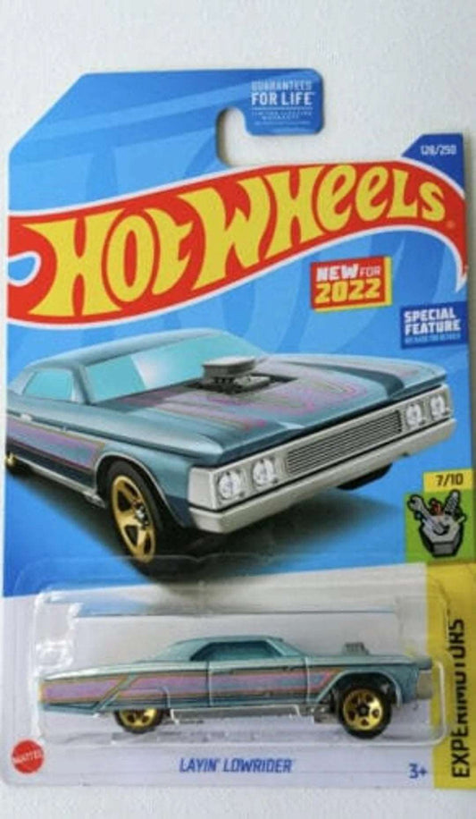 Hot wheels-Collectable Carded Hot Wheels 2022 - Layin' Lowrider - Light Blue - Indian Diecast Hub