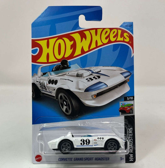 Hot wheels-Corvette Grand Sport Roadster #14 * White * 2023 Hot Wheels Case G - Indian Diecast Hub