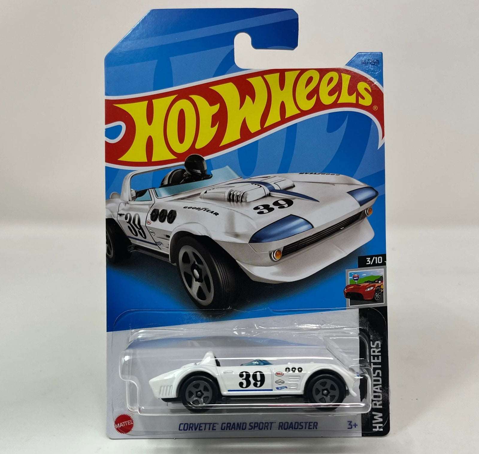 Hot wheels-Corvette Grand Sport Roadster #14 * White * 2023 Hot Wheels Case G damaged card - Indian Diecast Hub
