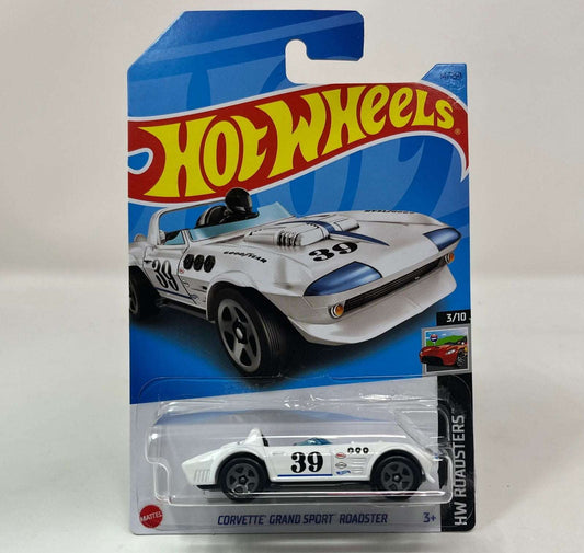 Hot wheels-Corvette Grand Sport Roadster #14 * White * 2023 Hot Wheels Case G damaged card - Indian Diecast Hub