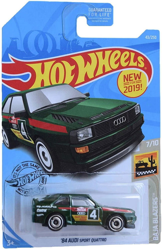 Hot wheels-HOT WHEELS HW '84 AUDI SPORT QUATTRO GREEN 43/250, HW BAJA BLAZERS 7/10, COLLECTIBLE - Indian Diecast Hub