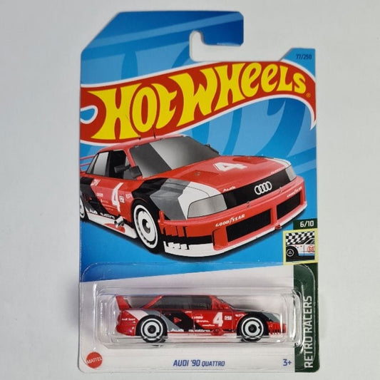 Hot wheels-Hot Wheels - Audi '90 Quattro - Retro Racers 6/10 - HKJ81 - Good Year - Red - Mattel 2023 - Indian Diecast Hub