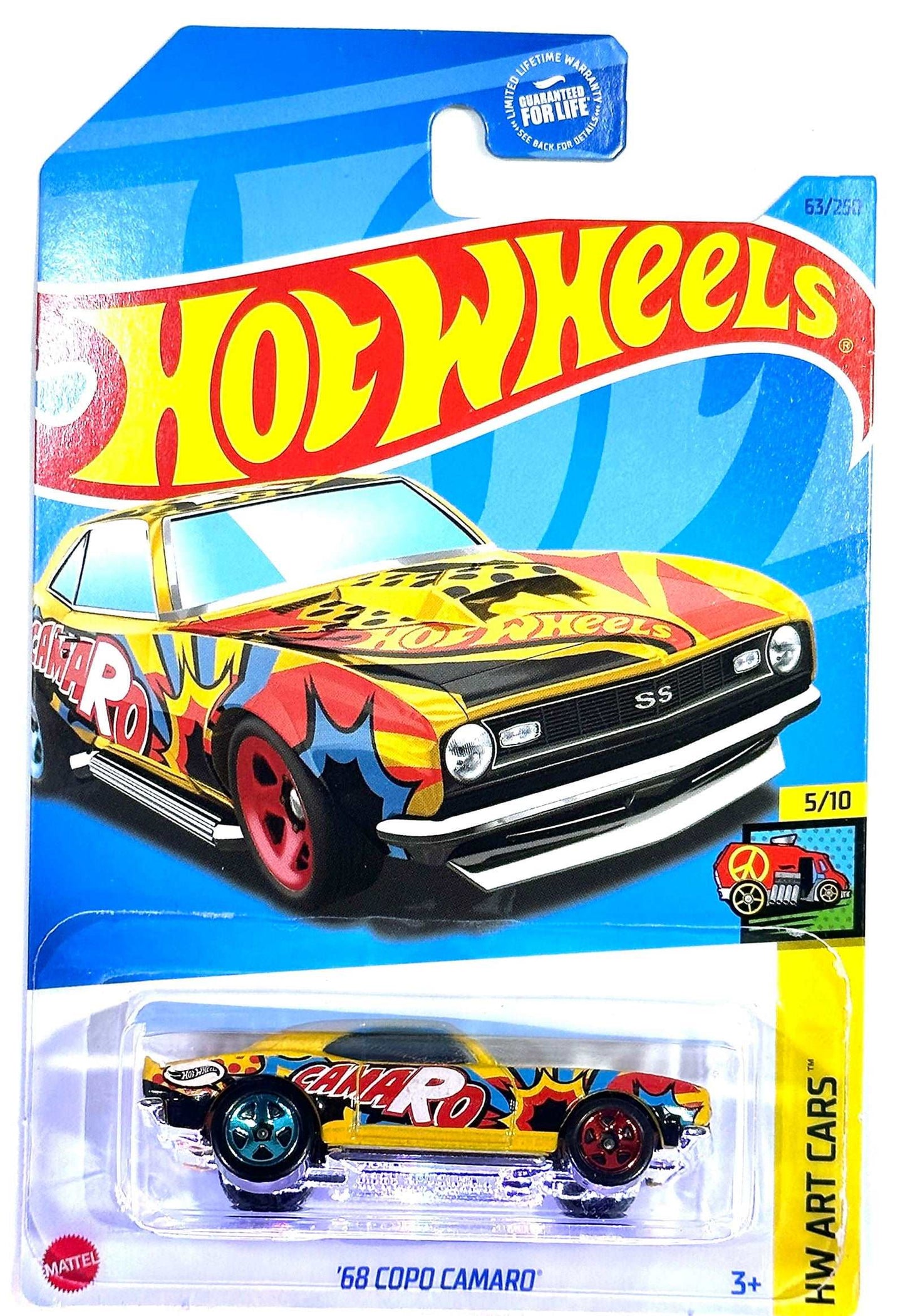 Hot wheels-Hot Wheels - COPO Camaro - '68 - Yellow - HW Art Cars 5/10-2023 - Indian Diecast Hub