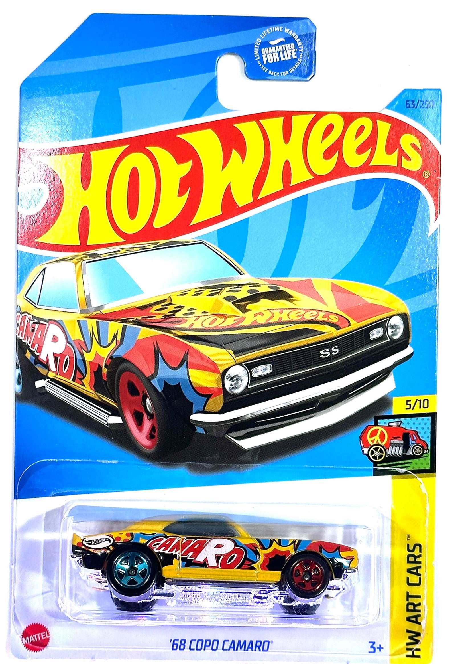 Hot wheels-Hot Wheels - COPO Camaro - '68 - Yellow - HW Art Cars 5/10-2023 - Indian Diecast Hub