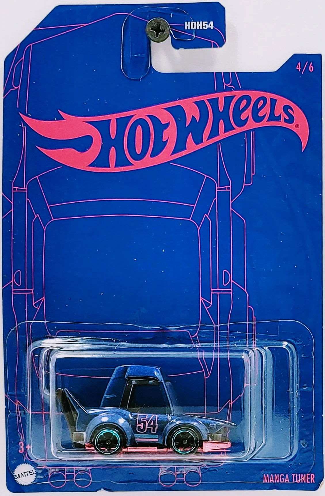 Hot wheels-Hot Wheels 2022 - 54th Anniversary Series 2 / Blue & Pink 4/6 - Manga Tuner - Dark Blue - Indian Diecast Hub