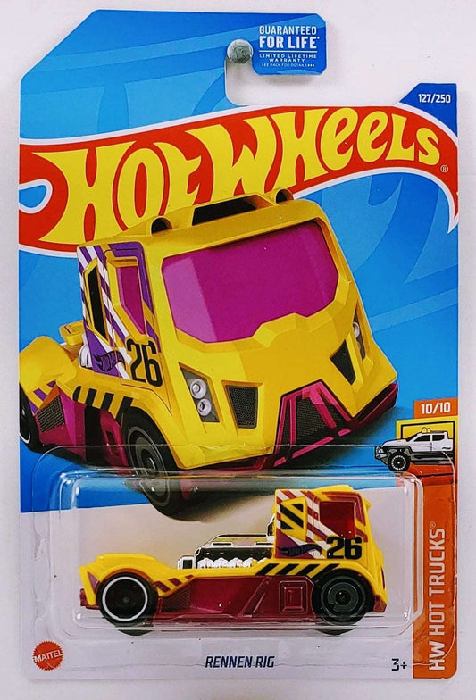 Hot wheels-Hot Wheels 2022 - Collector 127/250 - HW Hot Trucks 10/10 - Rennen Rig - Yellow / #26 - USA - Indian Diecast Hub
