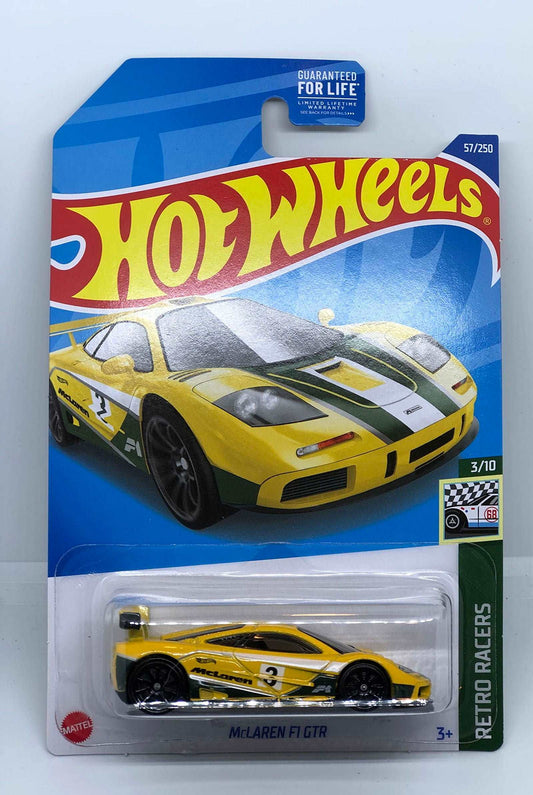 Hot wheels-Hot Wheels 2022 - McLAREN F1 GTR - Kroger Exclusive Yellow - Retro Racers 3/10-57/250 - Indian Diecast Hub
