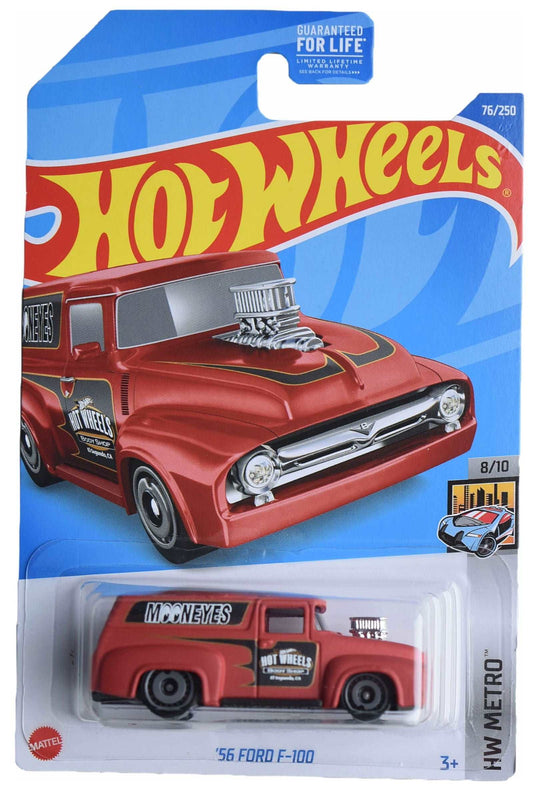 Hot wheels-Hot Wheels '56 Ford F-100, Metro 8/10 [red] - Indian Diecast Hub