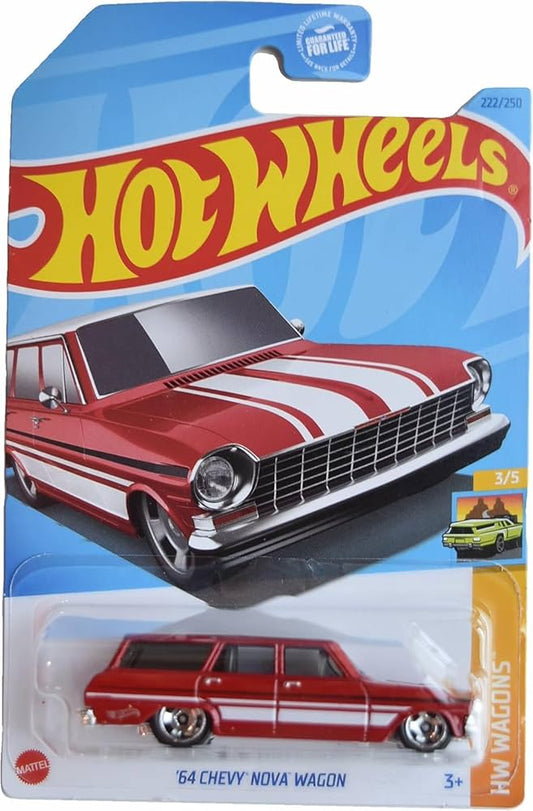 Hot wheels-Hot Wheels '64 Chevy Nova Wagon, HW Wagons 3/5 [red] 222/250 - Indian Diecast Hub