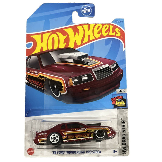 Hot wheels-Hot Wheels 86 Ford Thunderbird Pro Stock, Burgundy - Indian Diecast Hub