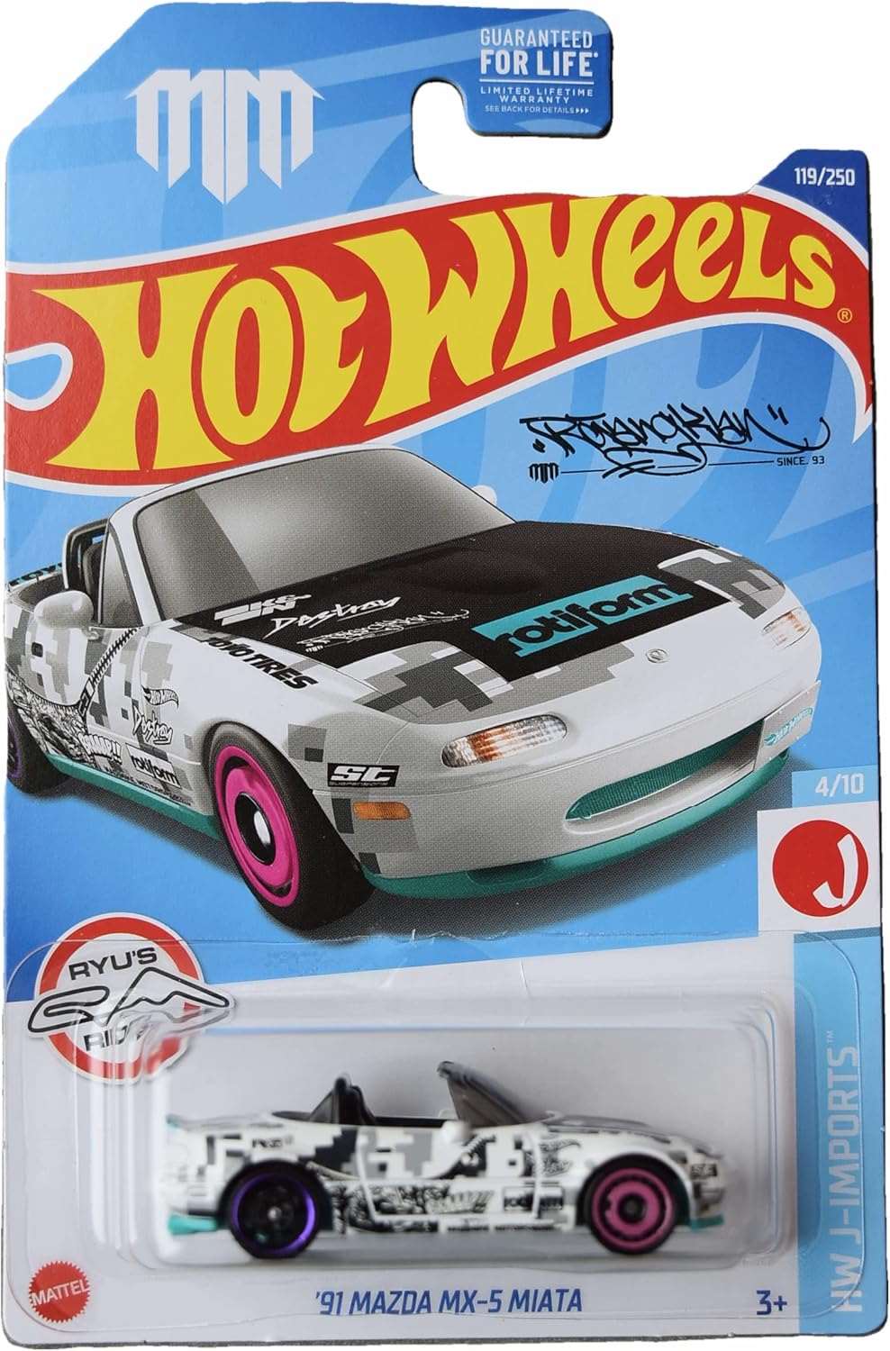Hot wheels-Hot Wheels '91 Mazda MX-5 Miata J-Imports 410 Die-Cast 1:64 Scale White - Indian Diecast Hub