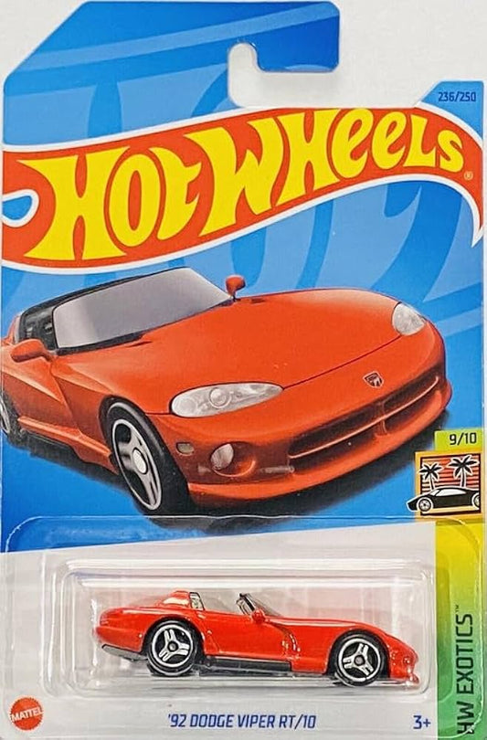 Hot wheels-Hot Wheels 92 Dodge Viper RT/10 HW Exotics Ages 3 and Up (Red) - Indian Diecast Hub