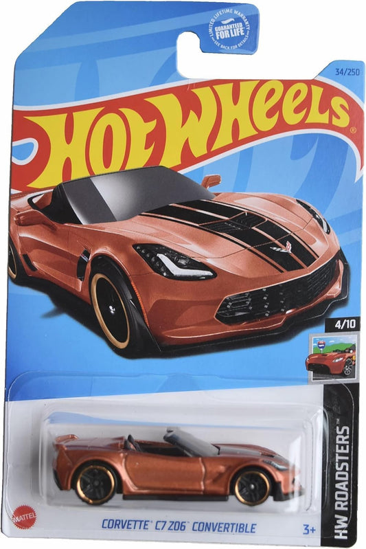 Hot wheels-Hot Wheels Corvette C7 Z06 Convertible, HW Roadsters 4/10 [Burnt Orange] 34/250 - Indian Diecast Hub