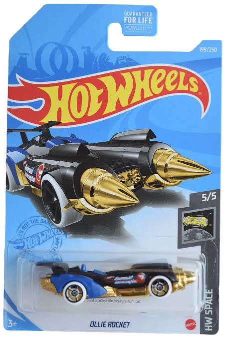Hot wheels-Hot Wheels Ollie Rocket, [black/blue/gold] Space 199/250 Treasure Hunt - Indian Diecast Hub