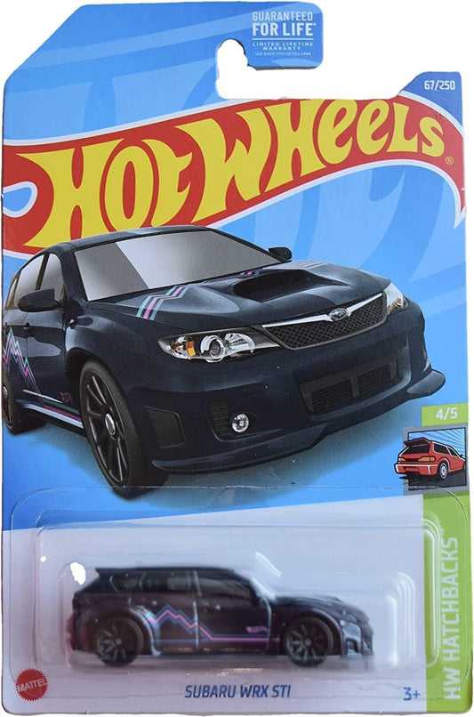 Hot wheels-Hot Wheels Subaru WRX STI, Hatchbacks 4/5 [Dark Blue] 67/250 - Indian Diecast Hub