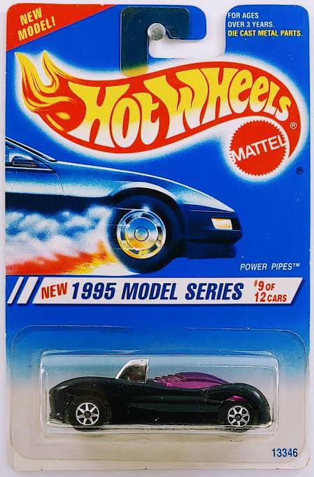 Hot wheels-IMPORTED Hotwheels 1995 Collector 349 Model Series 9/12 Power Pipes Blue 7 Spokes USA Blue & White Card MPN 13346 - Indian Diecast Hub