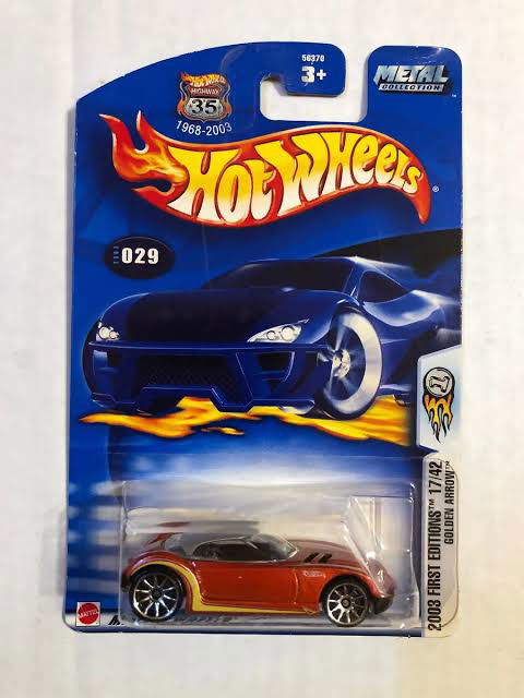 Hot wheels-IMPORTED Hotwheels 2003 FIRST EDITION 17 GOLDEN ARROW 29 35th Anniversary Card Mattel - Indian Diecast Hub