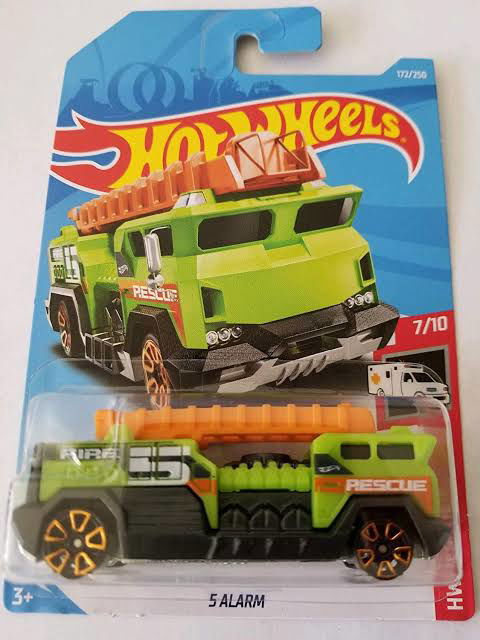 Hot wheels-IMPORTED Hotwheels 2019 Hw Rescue: 5 Alarm [Green] International Card Pack of 1 - Indian Diecast Hub
