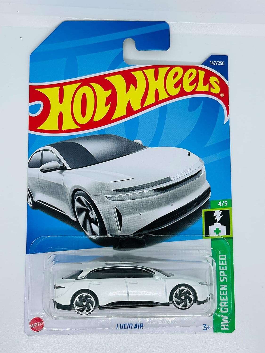 Hot wheels-IMPORTED Hotwheels 2022 Lucid AIR White HW Green Speed - Indian Diecast Hub