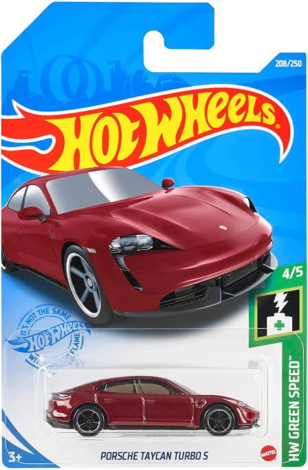 Hot wheels-IMPORTED Hotwheels [Imported] Porsche Taycan Turbo S (HCM56) Red - Indian Diecast Hub