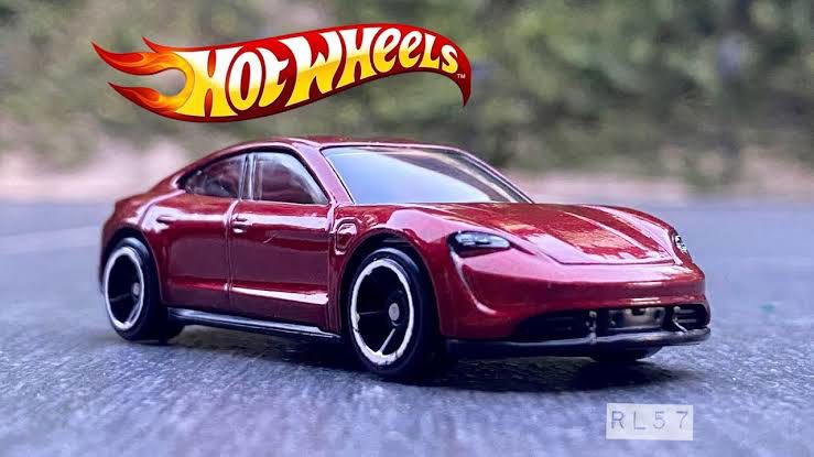 Hot wheels-IMPORTED Hotwheels [Imported] Porsche Taycan Turbo S (HCM56) Red - Indian Diecast Hub