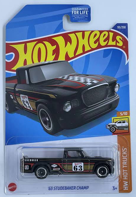 Hot wheels-Imported Hot Wheels 2022 - 63 Studebaker Champ - Black - HW - Indian Diecast Hub