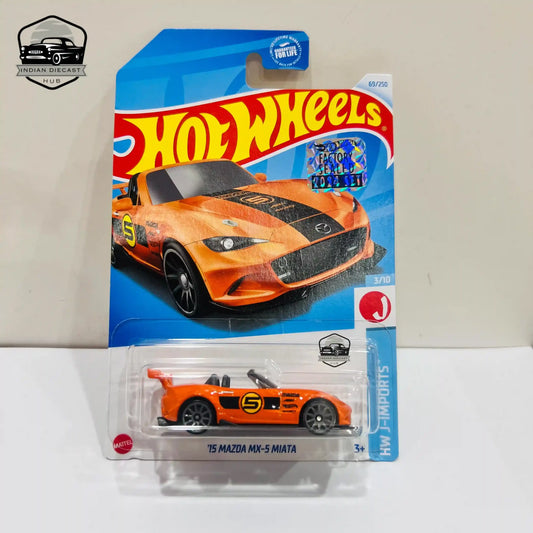 Hot Wheels ’15 Mazda MX-5 Miata – 2024 Factory Sealed Card – Imported – 1-64 Scale – Orange