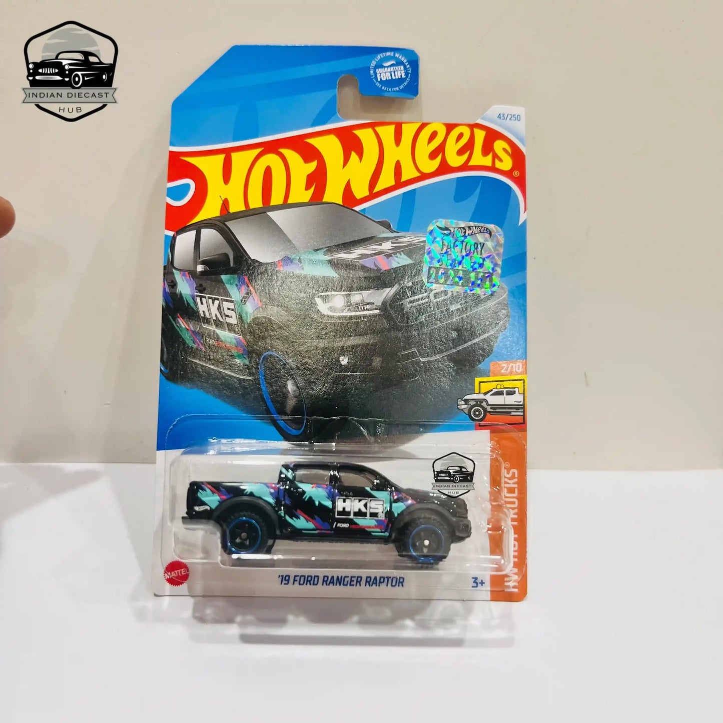 HotWheels 19 Ford Ranger Raptor  2024 Factory Sealed Card  Imported  1-64 Scale  Black (Blue Wheels)