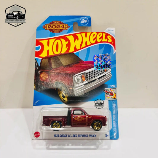 HotWheels 1978 Dodge Lil Red Express Truck  2024 Factory Sealed Card  Imported  1-64 Scale