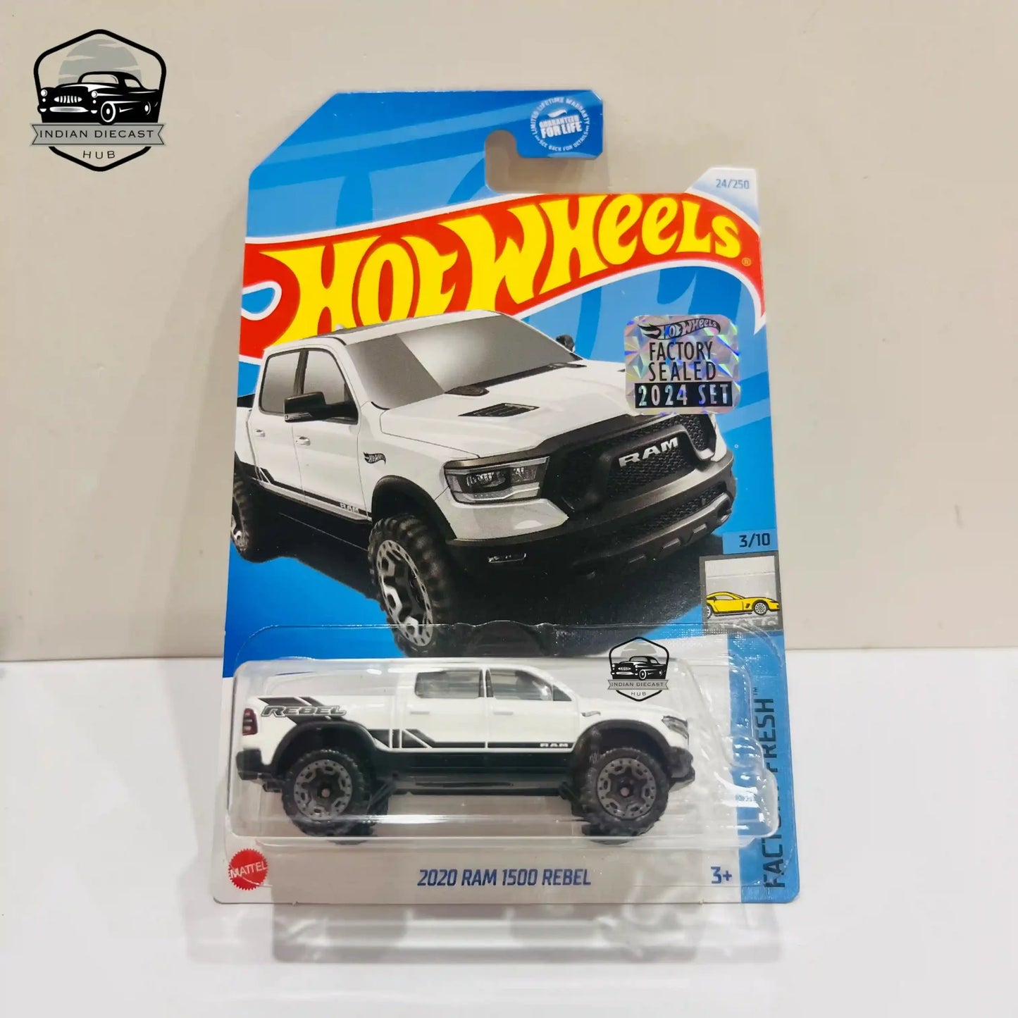 Hot Wheels 2020 Ram 1500 Rebel 2024 Factory Sealed Card 1-64 Scale White - 1:64 Diecast Car