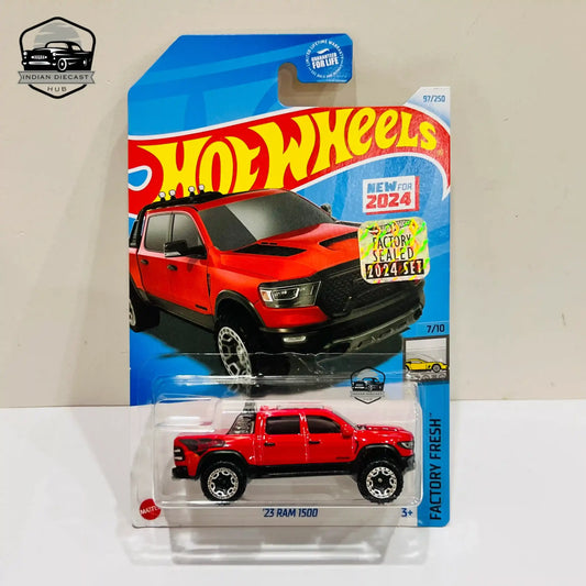 HotWheels 23 Ram 1500 (New Model)  2024 Factory Sealed Card  Imported  1-64 Scale  Red