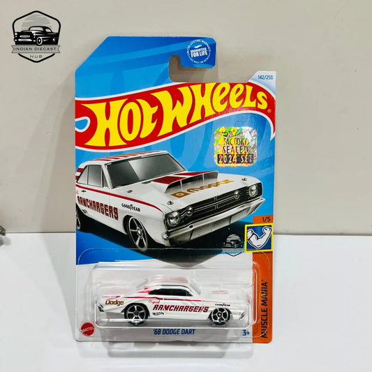 HotWheels 68 Dodge Dart  2024 Factory Sealed Card  Imported  1-64 Scale  White