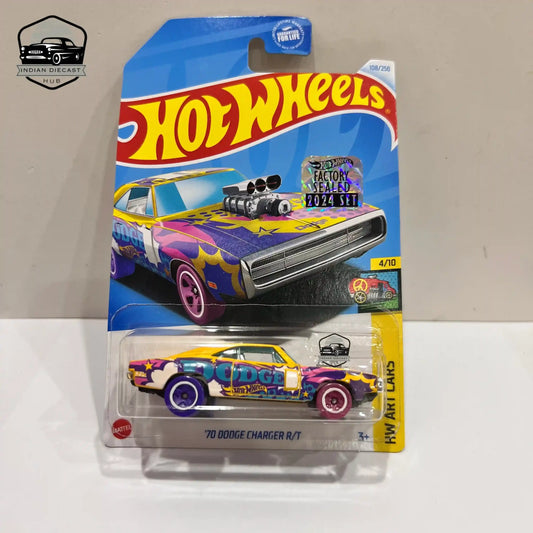 Hot Wheels 70 Dodge Charger R-T 2024 Factory Sealed Card 1-64 Scale Yellow and Blue - 1:64 Diecast Car