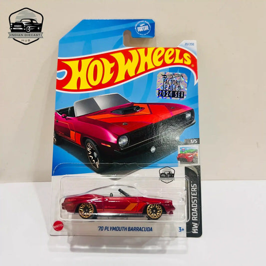 Hot Wheels ’70 Plymouth Barracuda – 2024 Factory Sealed Card – – 1-64 Scale – Red - 1:64 Diecast Car