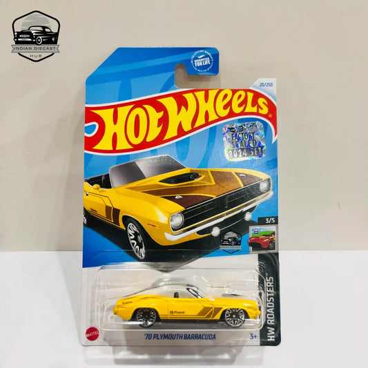 Hot Wheels ’70 Plymouth Barracuda (Exclusive Recolor) – 2024 Factory Sealed Card – Imported – 1-64 Scale – 1