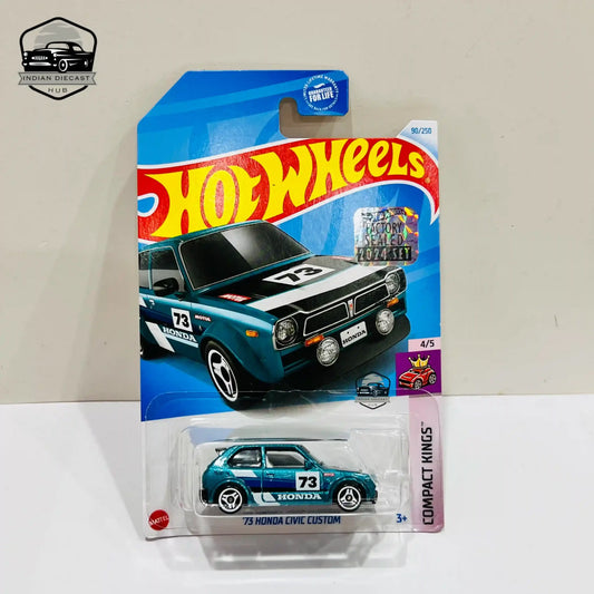 HotWheels 73 Honda Civic Custom  2024 Factory Sealed Card  Imported  1-64 Scale  Blue