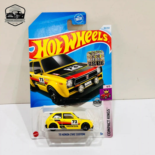 HotWheels 73 Honda Civic Custom  2024 Factory Sealed Card  Imported  1-64 Scale  Yellow