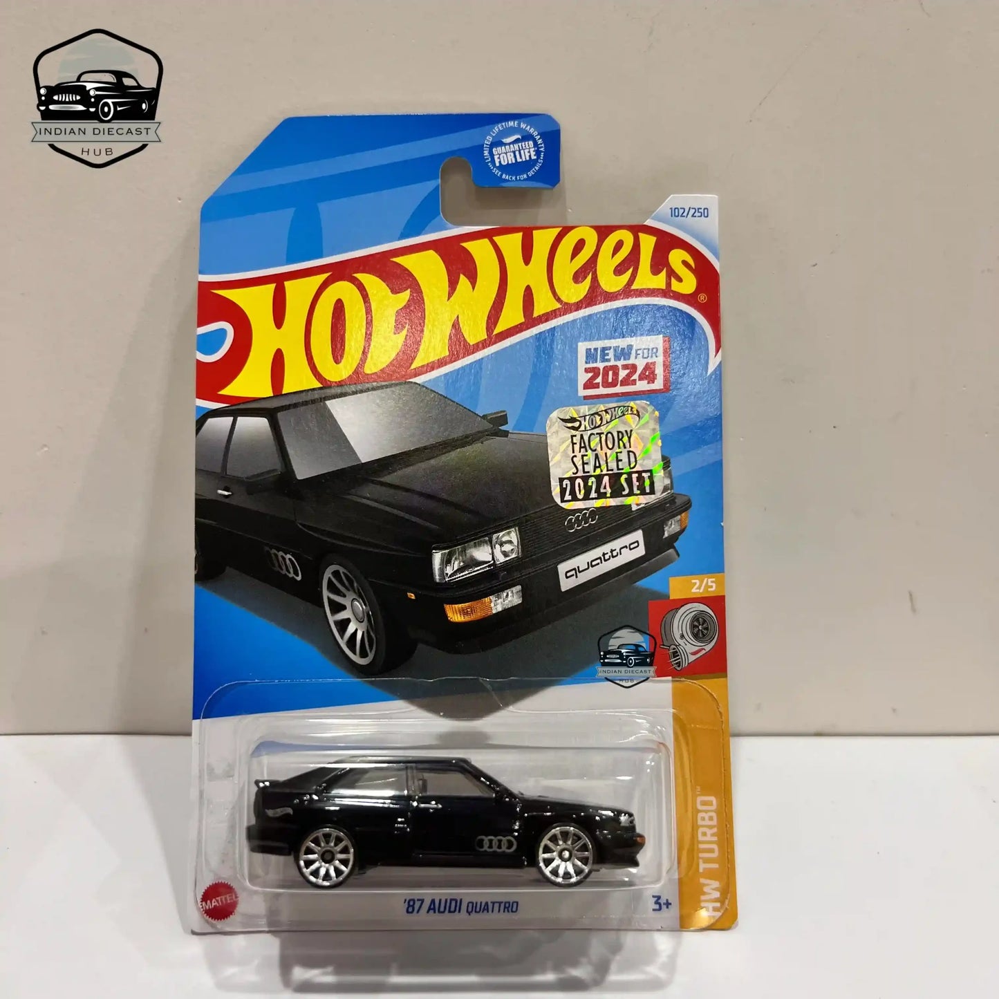 HotWheels 87 Audi Quattro (New Model)  2024 Factory Sealed Card  Imported  1-64 Scale  Black