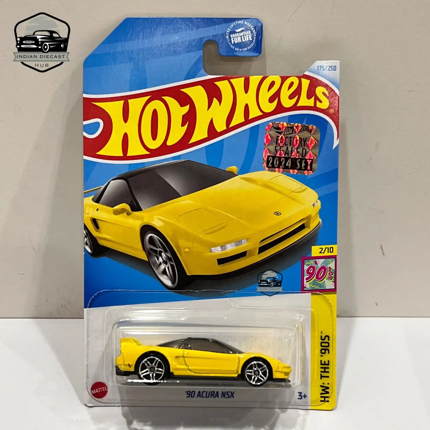 Hot Wheels ’90 Acura NSX – 2024 Factory Sealed Card – Imported – 1-64 Scale – Yellow