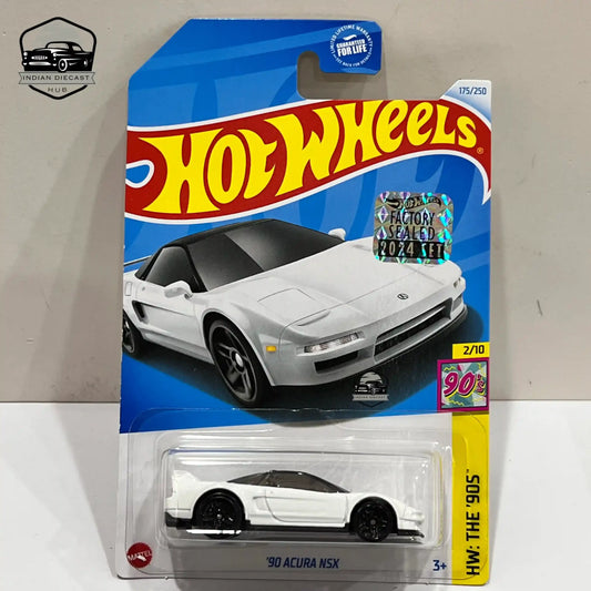 Hot Wheels ’90 Acura NSX (Exclusive Recolor) – 2024 Factory Sealed Card – Imported – 1-64 Scale – White